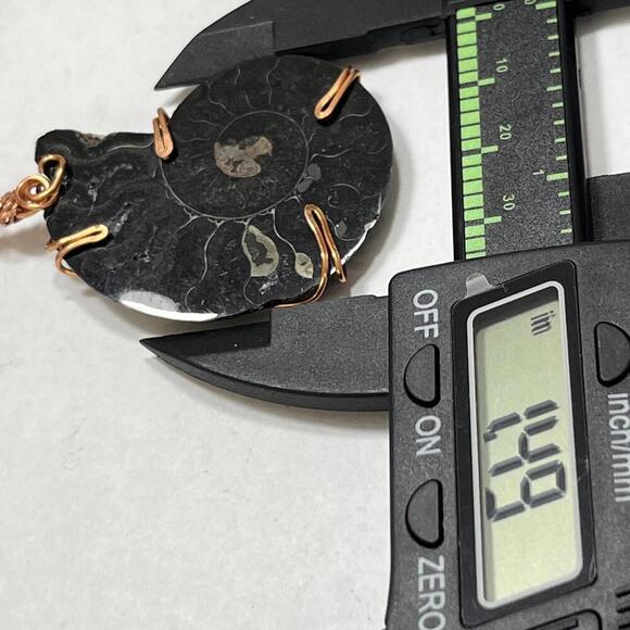 Handmade Unique Ammonite Necklace with Copper Wire Wrap Prongs Pendant Gemstone - Picture 3 of 3